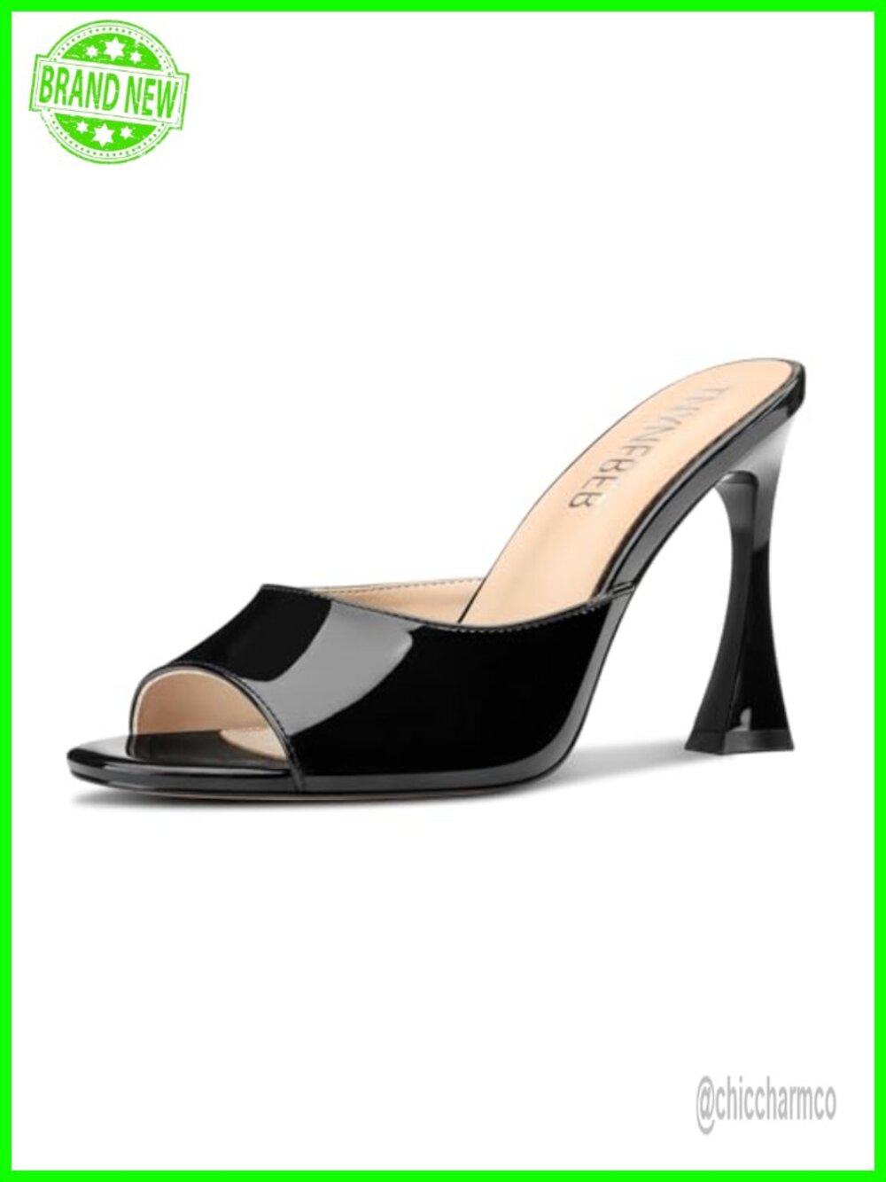 Women's Stiletto High Heel Peep Toe Slingback Sandals Patent Leather 3.9 Inch